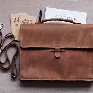 Leather messenger bag Leather briefcase Handmade leather bag Leather satchel Laptop bag Gift for him-Personalized bag document bag image 1