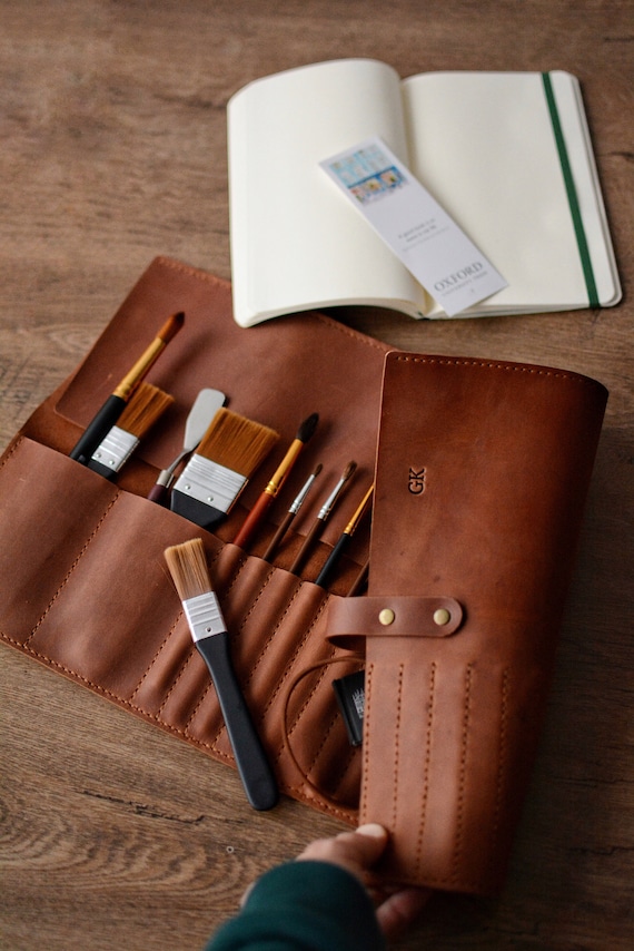  Leather Pencil Roll Up Case Craft Tool Roll Paint