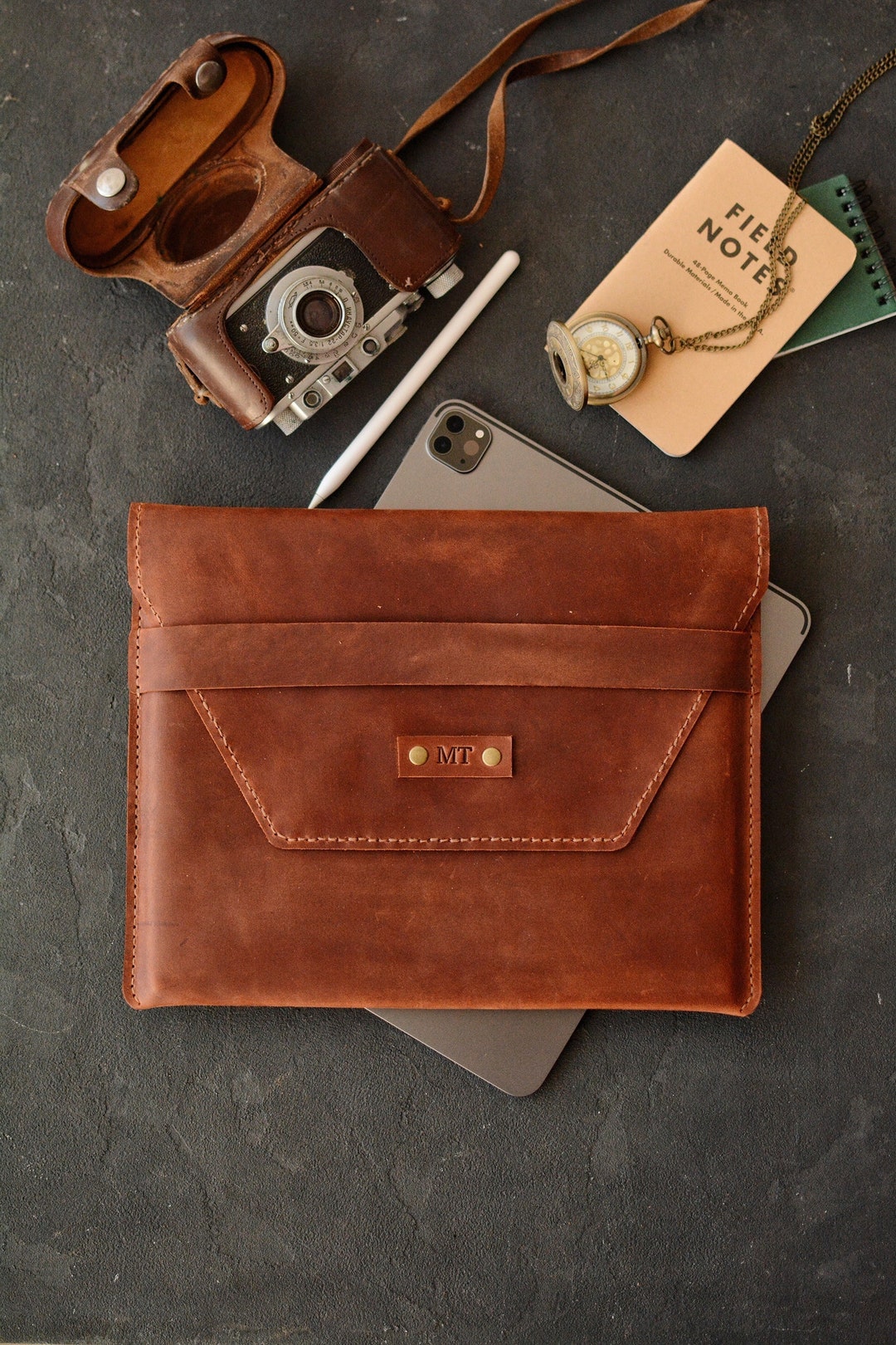 Personalized iPad Pro 12.9inch Leather Case Sleeve Bag Full Grain