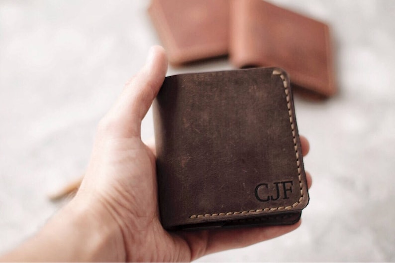 Cartera de cuero Monedero delgado Monedero tarjeta de crédito Monedero bolsillo frontal Monedero de cuero hecho a mano Monedero de cuero Monedero bifold para hombre Monedero Billfold imagen 9