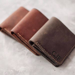 Cartera de cuero Monedero delgado Monedero tarjeta de crédito Monedero bolsillo frontal Monedero de cuero hecho a mano Monedero de cuero Monedero bifold para hombre Monedero Billfold imagen 7