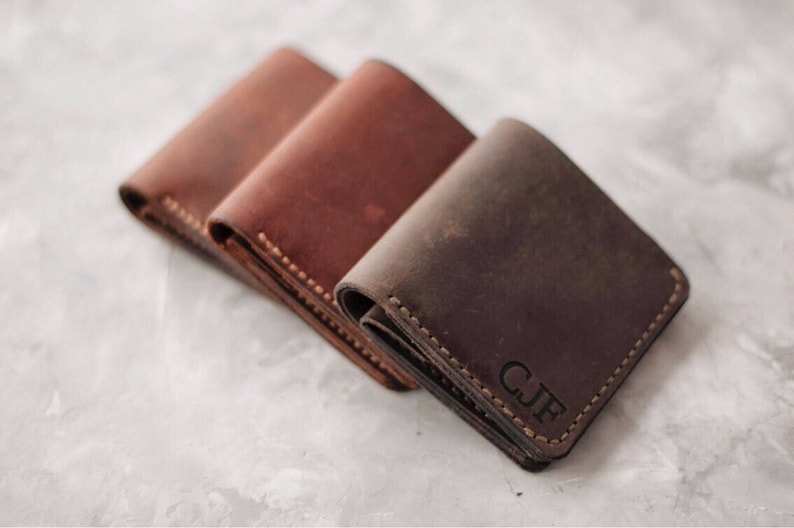 Cartera de cuero Monedero delgado Monedero tarjeta de crédito Monedero bolsillo frontal Monedero de cuero hecho a mano Monedero de cuero Monedero bifold para hombre Monedero Billfold imagen 7