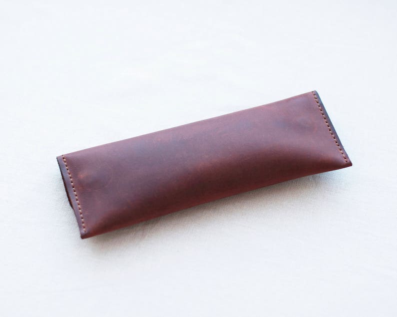 Leather Pen Case Pen Case Leather Pen Holder Handmade Cosmetic bag leather Case Pen Sleeve Unisex Pen Case Pencil Bag Leather pencil box image 5