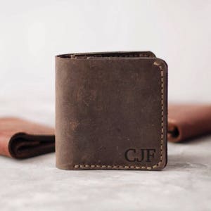 Cartera de cuero Monedero delgado Monedero tarjeta de crédito Monedero bolsillo frontal Monedero de cuero hecho a mano Monedero de cuero Monedero bifold para hombre Monedero Billfold imagen 8