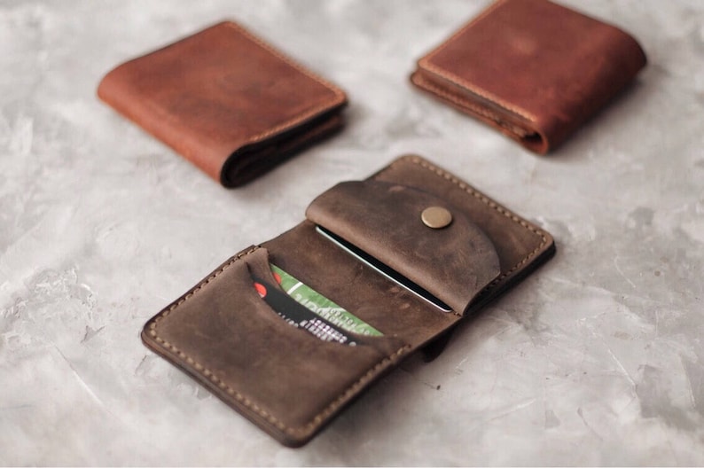 Cartera de cuero Monedero delgado Monedero tarjeta de crédito Monedero bolsillo frontal Monedero de cuero hecho a mano Monedero de cuero Monedero bifold para hombre Monedero Billfold imagen 5