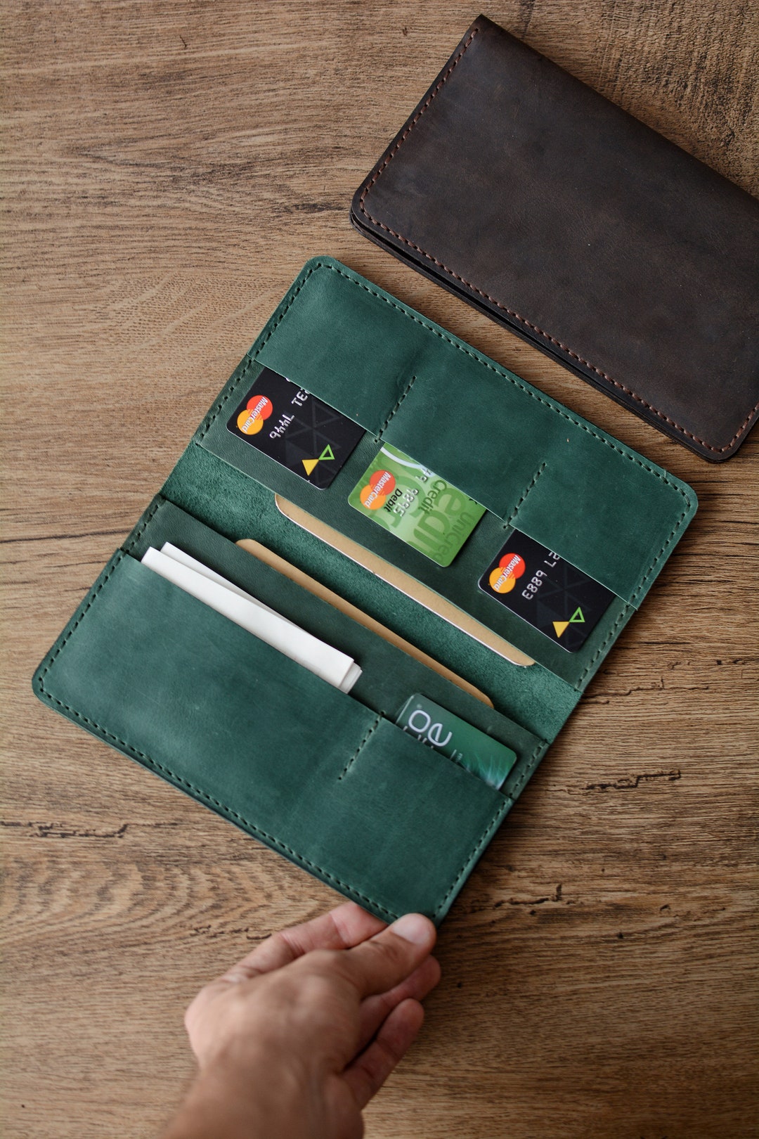 Olive Green Travel Wallet & Passport Holder for Women & Men