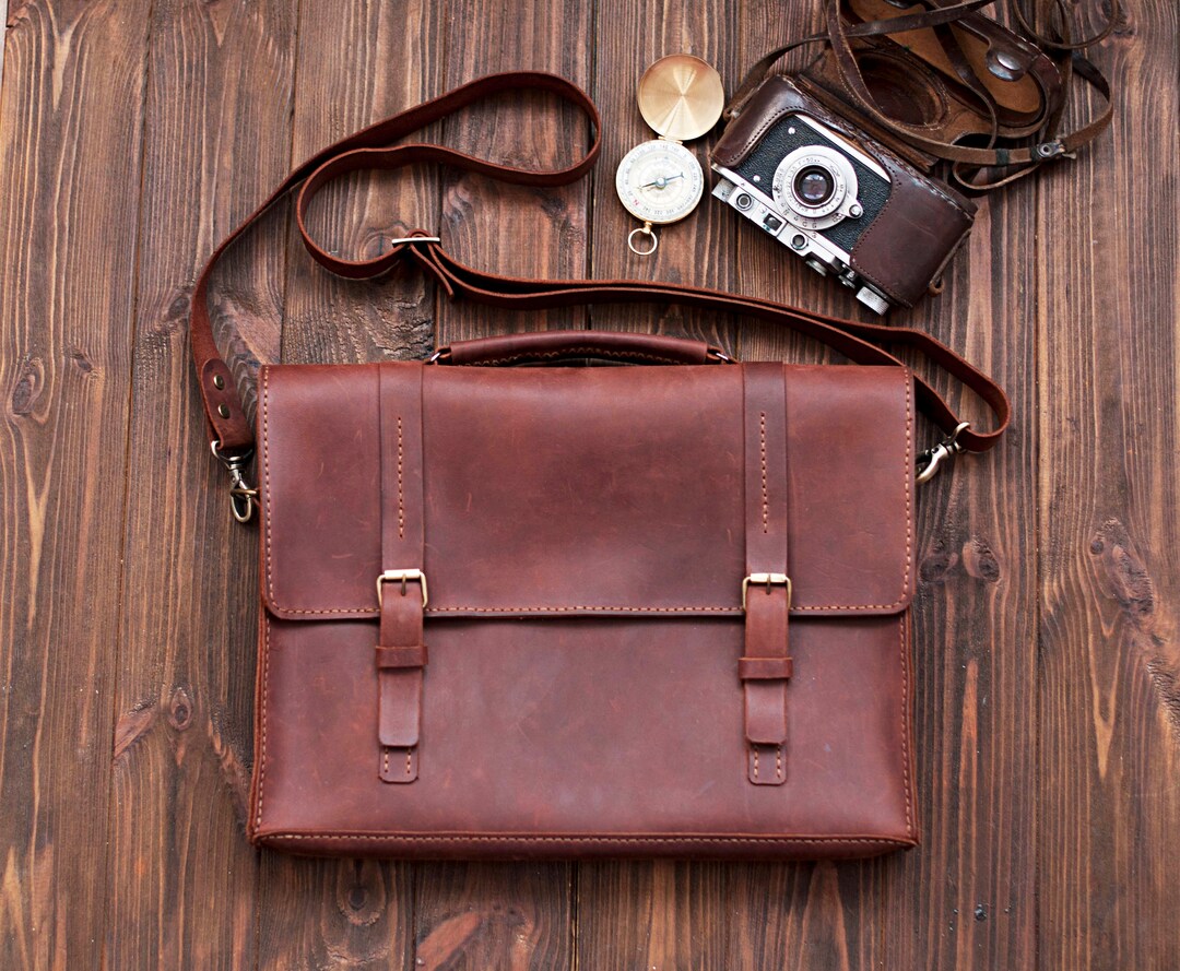 Leather Messenger Bag Leather Briefcase Handmade Leather - Etsy
