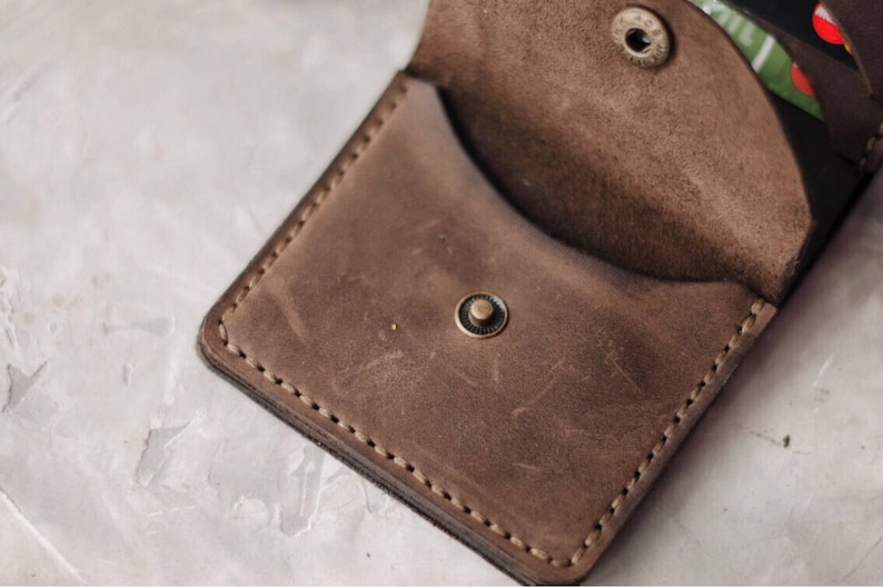 Cartera de cuero Monedero delgado Monedero tarjeta de crédito Monedero bolsillo frontal Monedero de cuero hecho a mano Monedero de cuero Monedero bifold para hombre Monedero Billfold imagen 6