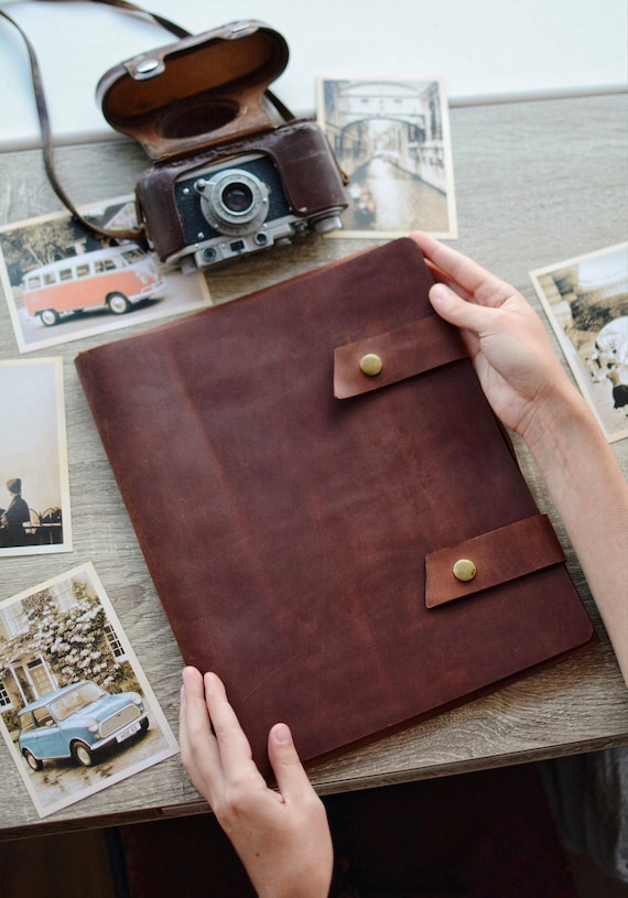 Carpeta de cuero personalizada Porta documentos de cuero Estuche