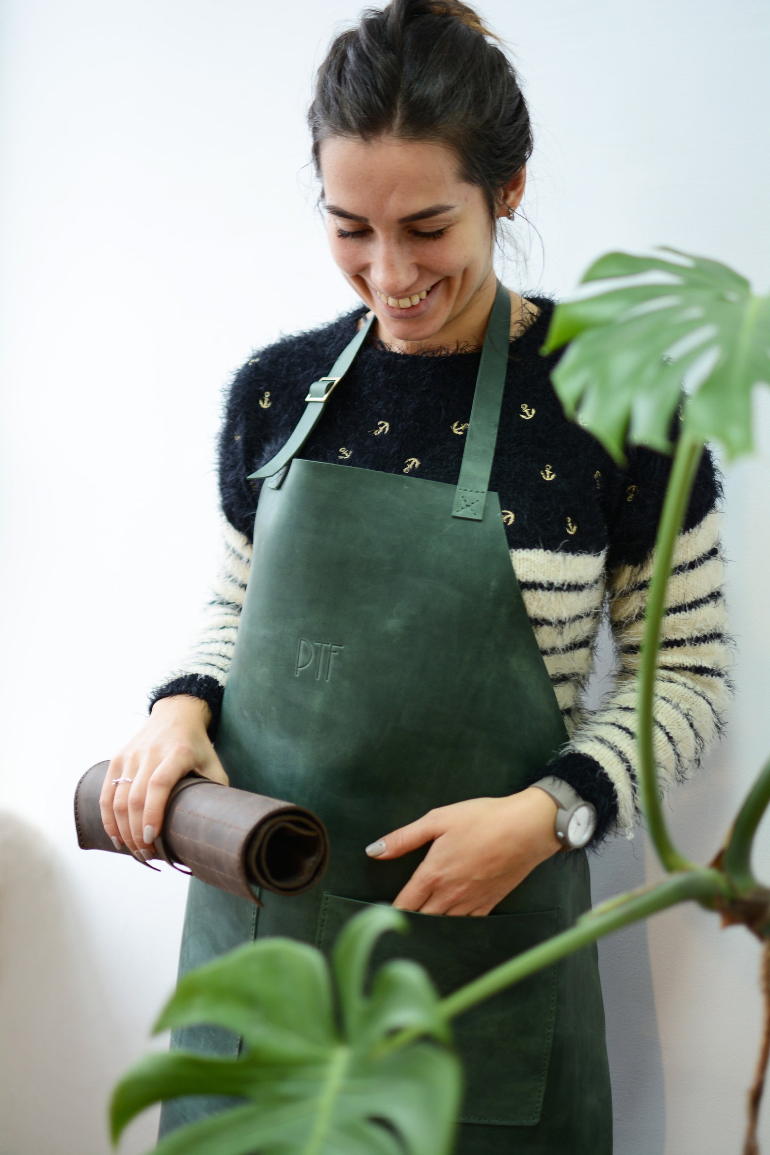 Dense leather craft apron