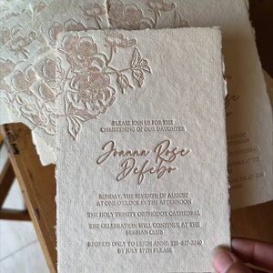 Custom Letterpress Wedding Invitation, Letterpress Printing, Letterpress Invitation on handmade Deckled Edge Paper, Torn Paper