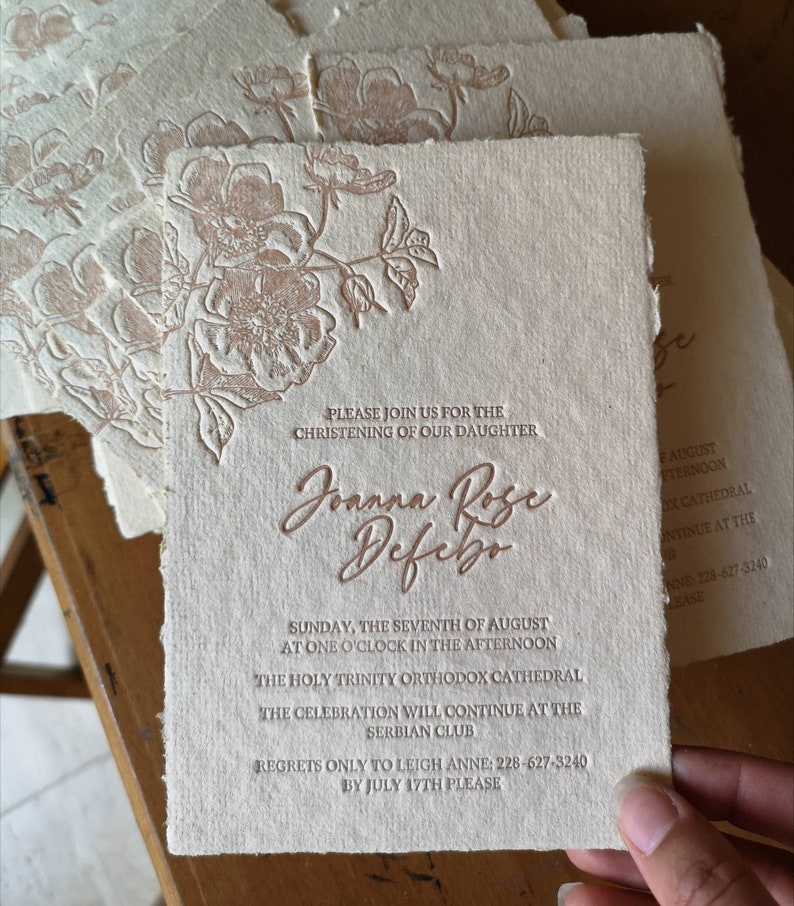 Custom Letterpress Wedding Invitation Letterpress Printing Etsy