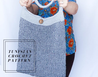 Two-Tone Tunisian Crochet Tote Bag Pattern (PDF Pattern)