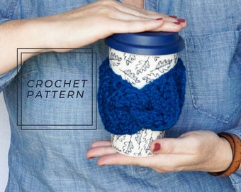 Faux Knit Cozy Crochet Pattern || Crochet Coffee Cozy Pattern || Learn Crochet || Beginner Crochet || Modern Crochet || Crochet Gifts