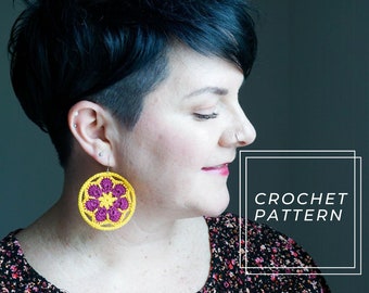 Thea Crochet Earring Pattern || Crochet Earring || Crochet Pattern || Crochet Jewelry Pattern || Granny Square || DIY Jewelry Pattern
