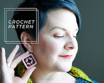 Granny Square Crochet Earring Pattern | DIY Jewelry (PDF Pattern)