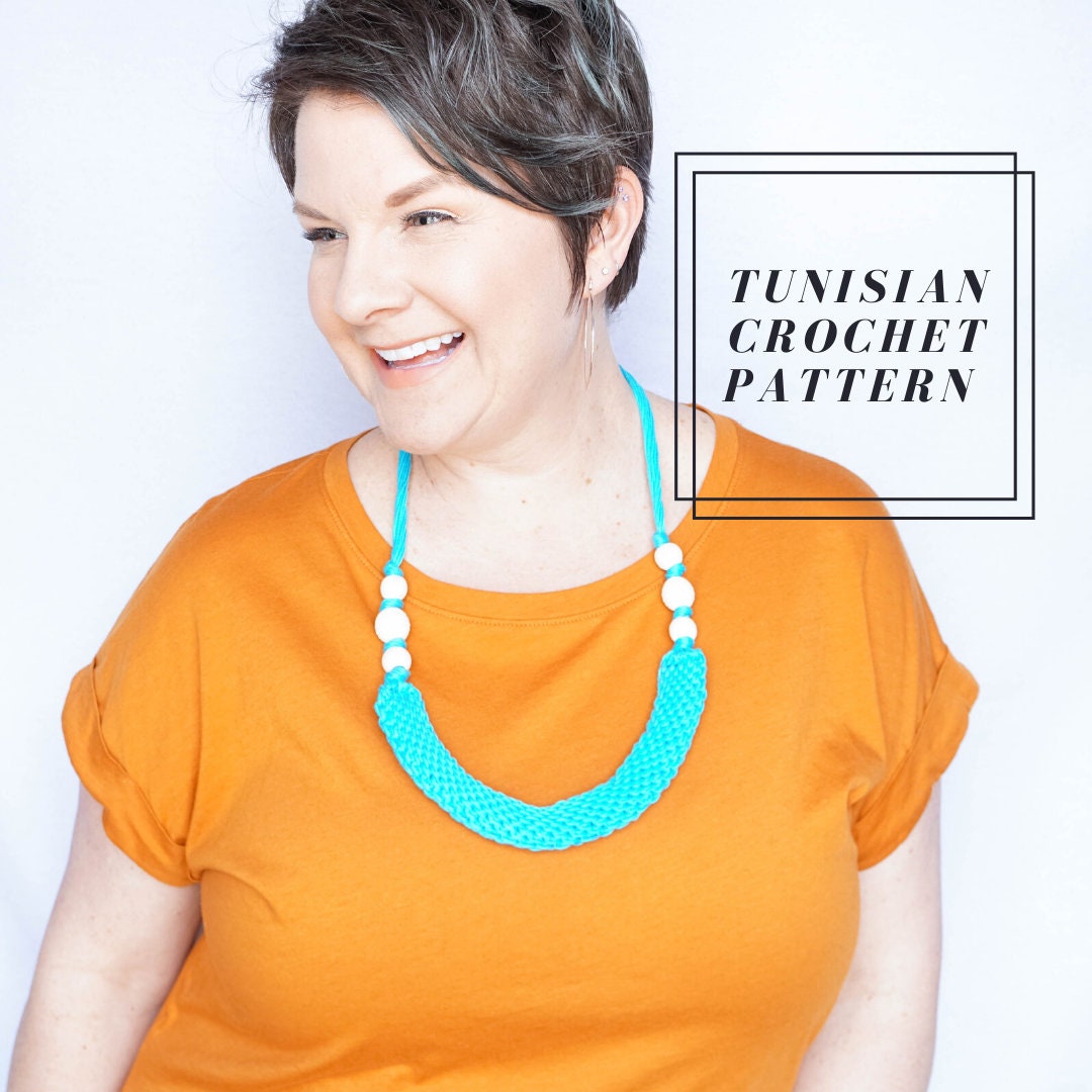 38 Crochet Jewellery Patterns with Brooches, Earrings, Bracelets 18 Beginner Tunisian Crochet Necklace