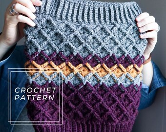 Waylen Crochet Cowl || Crochet Pattern || Crochet Scarf || Crochet Neck Warmer || Star Stitch || Beginner Crochet || Bavarian Stitch || PDF