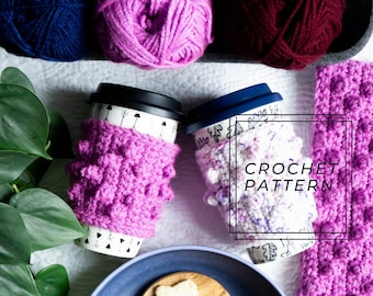 Popcorn Stitch Cozy Crochet Pattern || Crochet Coffee Cozy Pattern || Learn Crochet || Beginner Crochet || Modern Crochet || Crochet Gifts