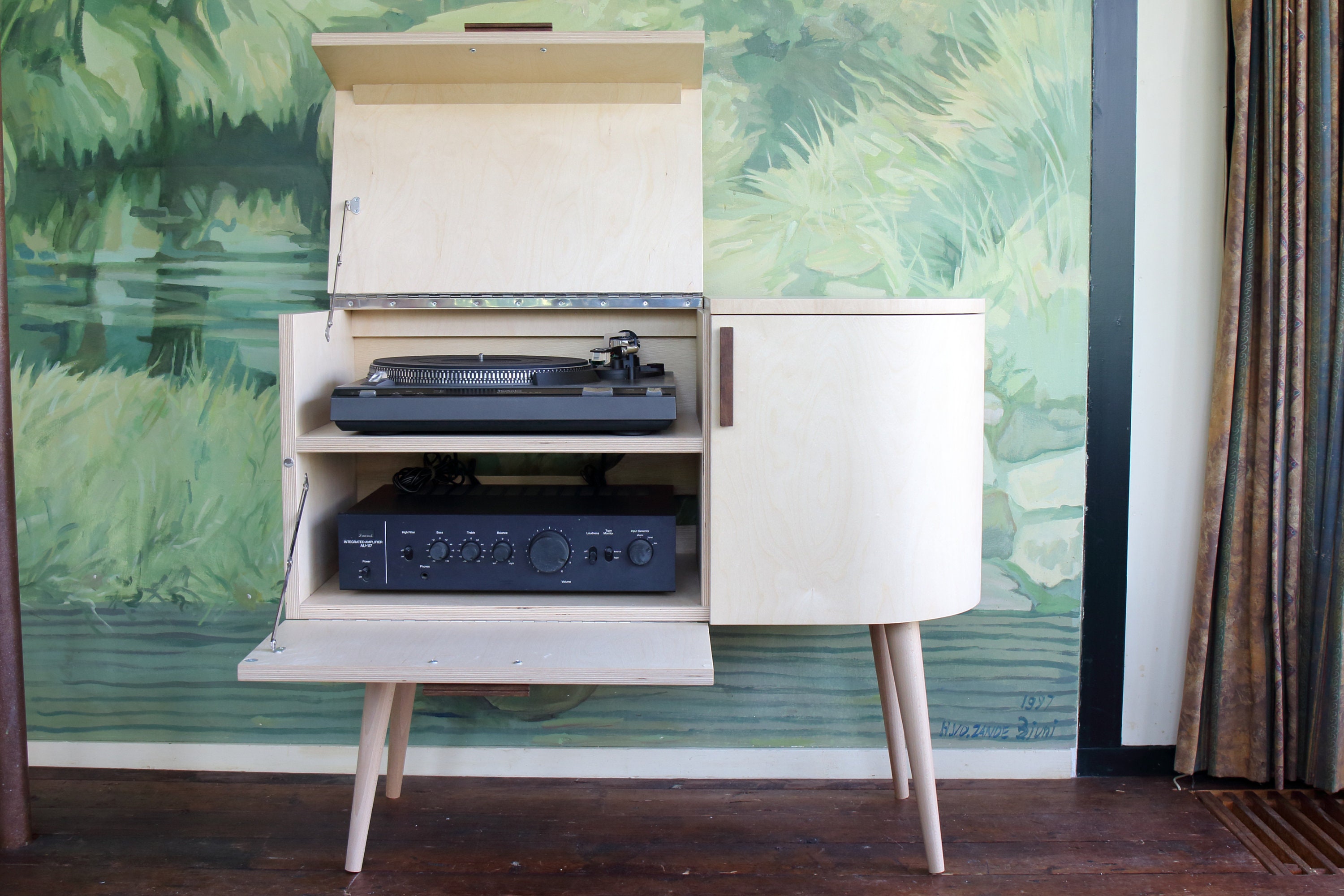 Platenspeler Meubel Audio Kastje Vinyl LP Mid Century Style Etsy