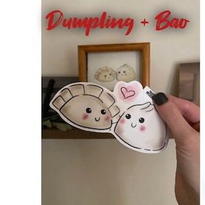 Dumpling + Bao Food Love Sticker, laptop decal, Cute Dim Sum, favorite food, car decal, chinese food, gyoza, cartoon potsticker