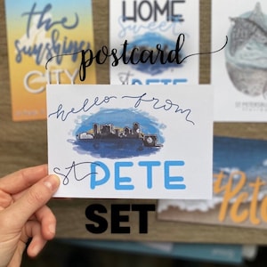 st pete postcard set, st petersburg florida, tampa bay, letter writing, fl postcards, hello from st pete, the sunshine city, tampa bay rays