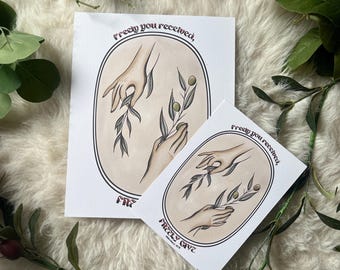 Matthew 10:8 freely you received, freely give. Traditional Americana tattoo Christian art print