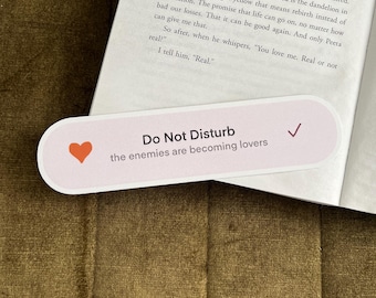 Enemies to lovers bookmark, bookish merch, do not disturb, romance reader, booktok, romance trope, quiet I’m reading, place holder