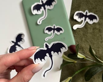 wyvern sticker, bookish sticker, kindle decal, fantasy book, book magic, romantasy, world building novels, dragons, wingspan, silhouette