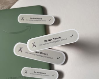 training montage sticker, bookish sticker, kindle decal, do not disturb, romantasy reader, booktok, fantasy trope, quiet I’m reading