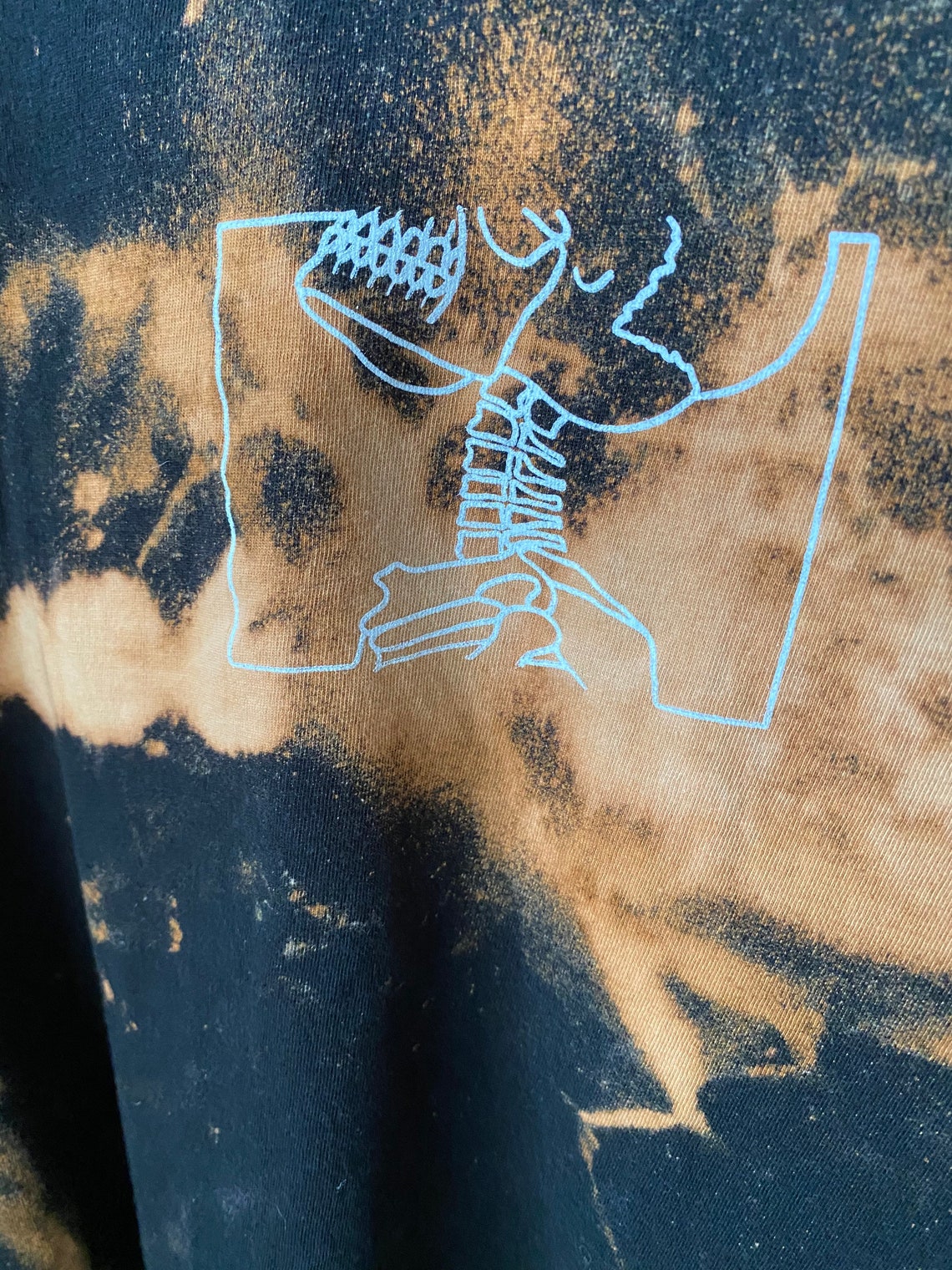 Skeleton T Shirt Bleach dyed black shirt distressed design Etsy