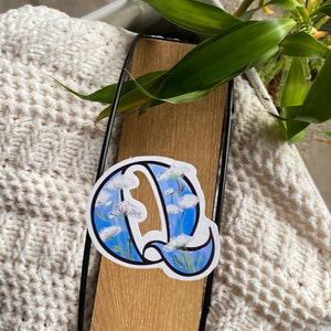 Pegatina Q de 3 ", la Q es para el encaje de la reina Ana, monograma de una sola letra, alfabeto floral, pegatina de flores, calcomanía personal, regalo para ella