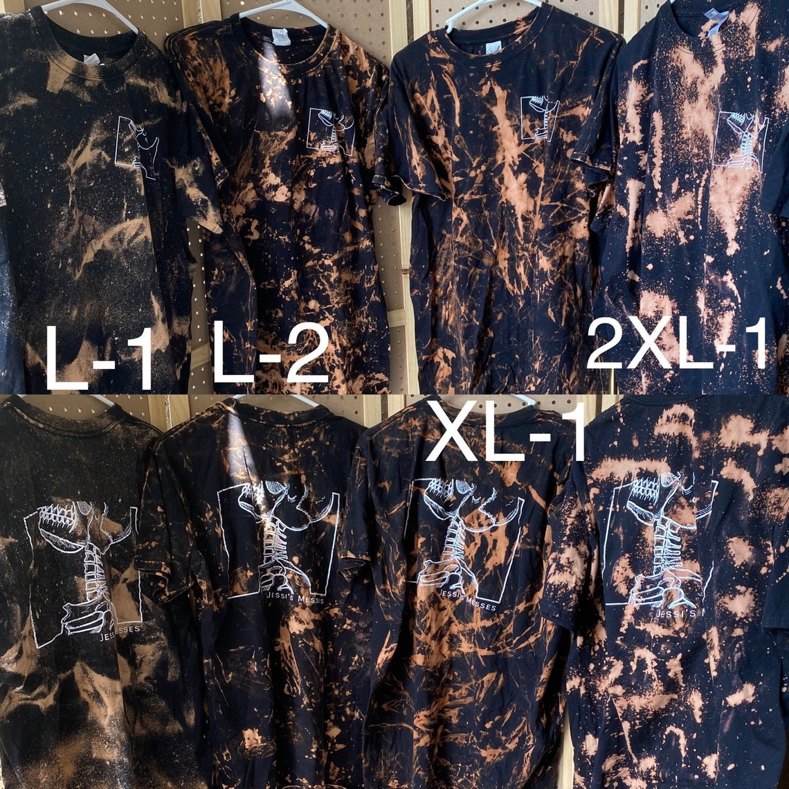Skeleton T Shirt Bleach dyed black shirt distressed design Etsy