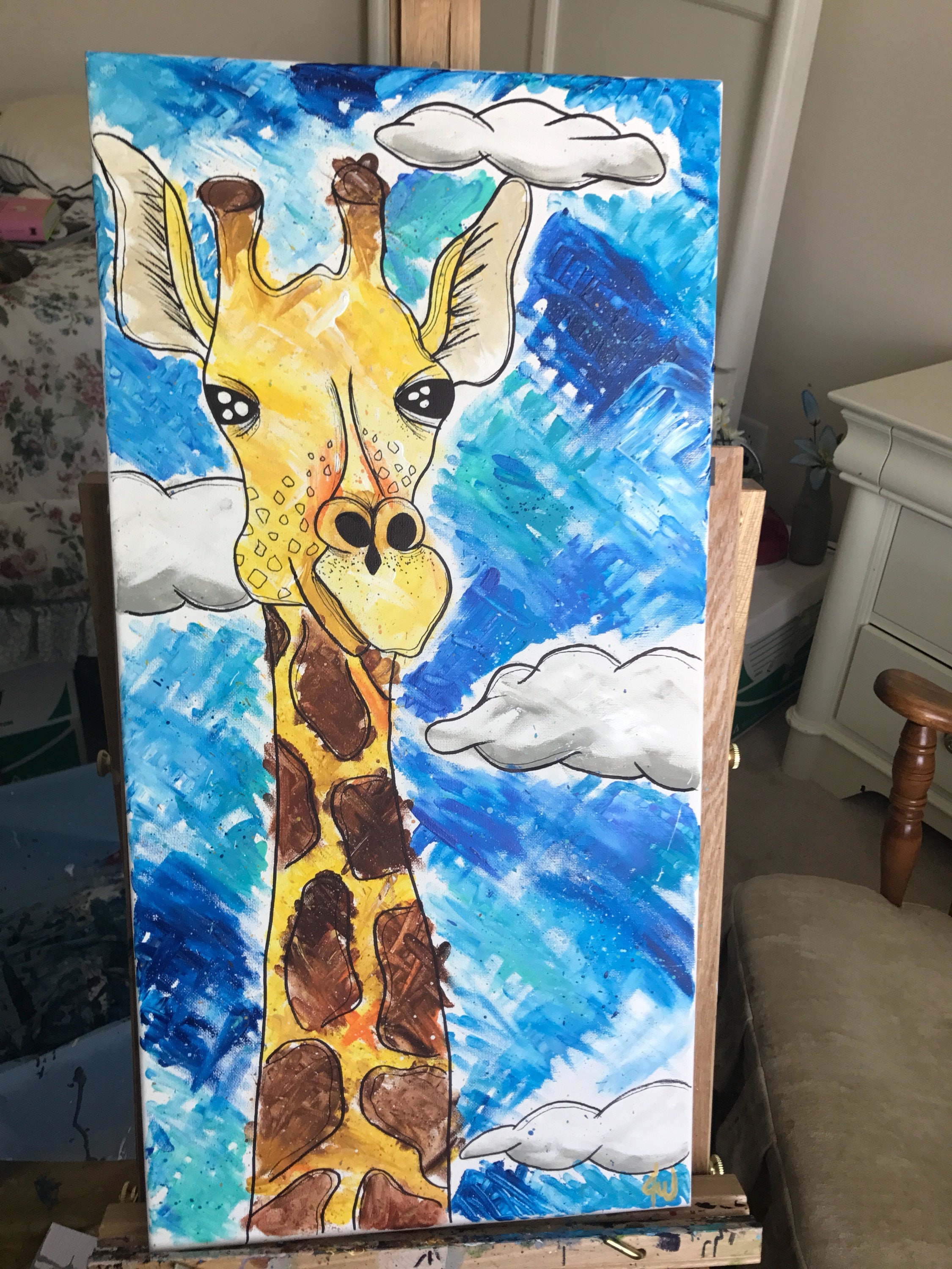 Giraffe Nursery Wall Art Finger Painted Acrylic on Canvas Etsy