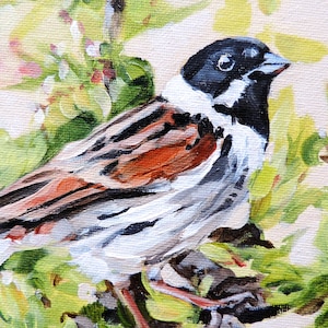 Original Gemälde von Reed Wimpel, Vogelbild, 26x20cm