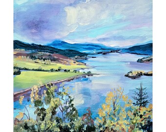 The Queen's View, Loch Tummel - ORIGINAL FRAMED acrylic painting - Scottish art, loch painting, Scottish landscape, Perthshire landscape