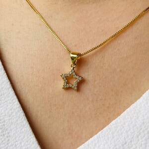 Gold Plated Star Necklace: Zirconia Celestial Pendant