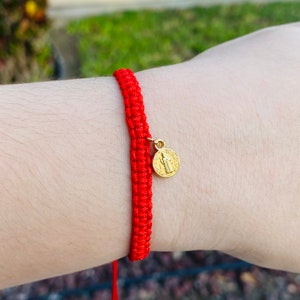 Handmade Saint Benedict Bracelet: 18K Gold Plated Charm, Adjustable Cord