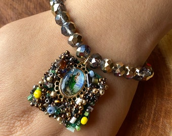Handmade San Judas Saint Jude Beaded Bracelet: Adjustable Faith Gift