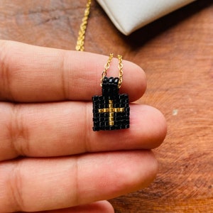 Gold cross beads Handmade, excellent quality, dainty Jewelry, hypoallergenic, non-tarnish Necklace, scapular