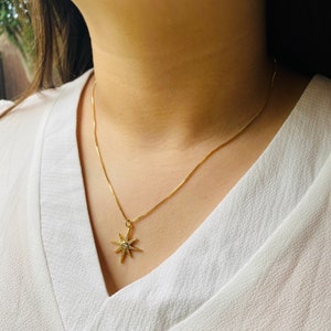 Dainty Star Necklace: Gold Plated Zircon Pendant