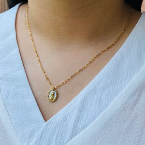 Virgen de Guadalupe in Gold Plated dainty Medallion w/ Chain Necklace Gold Plated 18k necklace and Medallion, Virgencita, Virgin Mary