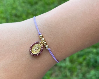 Handmade Virgen de Guadalupe Bracelet: Adjustable Faith Gift