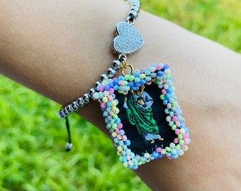Handmade Saint Jude Scapular Bracelet: Heart Charm, Faith Gift