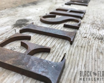 Steel Rustic Letters | 3" to 11" Tall Letters | 3/16" thick  | Black Flag Metal