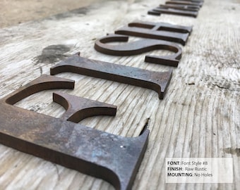 3/16" Thick Metal Letters | 3" to 6" Tall | Any Font | Rustic Finish |  Made in USA