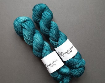 DUSKY TEAL on the Merino / Nylon DK Base - 100g Hand Dyed Yarn - Superwash Merino / Nylon yarn. Double Knitting - 8-Ply Wool. Gift Blue Wool