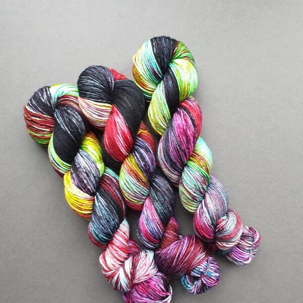 ZOMBIE BRIDE on the Merino / Nylon DK Base - 100g Hand Dyed Yarn - Superwash Merino / Nylon. Double Knitting - 8-Ply Wool - Halloween Yarn