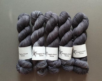 Sparkle Glam Base - COAL -  Hand Dyed Yarn 100g - Superwash Merino / Nylon / Gold Stellina Yarn. Sock Yarn 4-ply - Wool Black and Grey GIFT