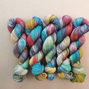 Blue Rainbow Hand Dyed Yarn: Merino, Yak, Nylon Blend  CHRISTMAS GIFT